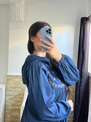 robe en jean avec broderie - TopVetmentsDZ