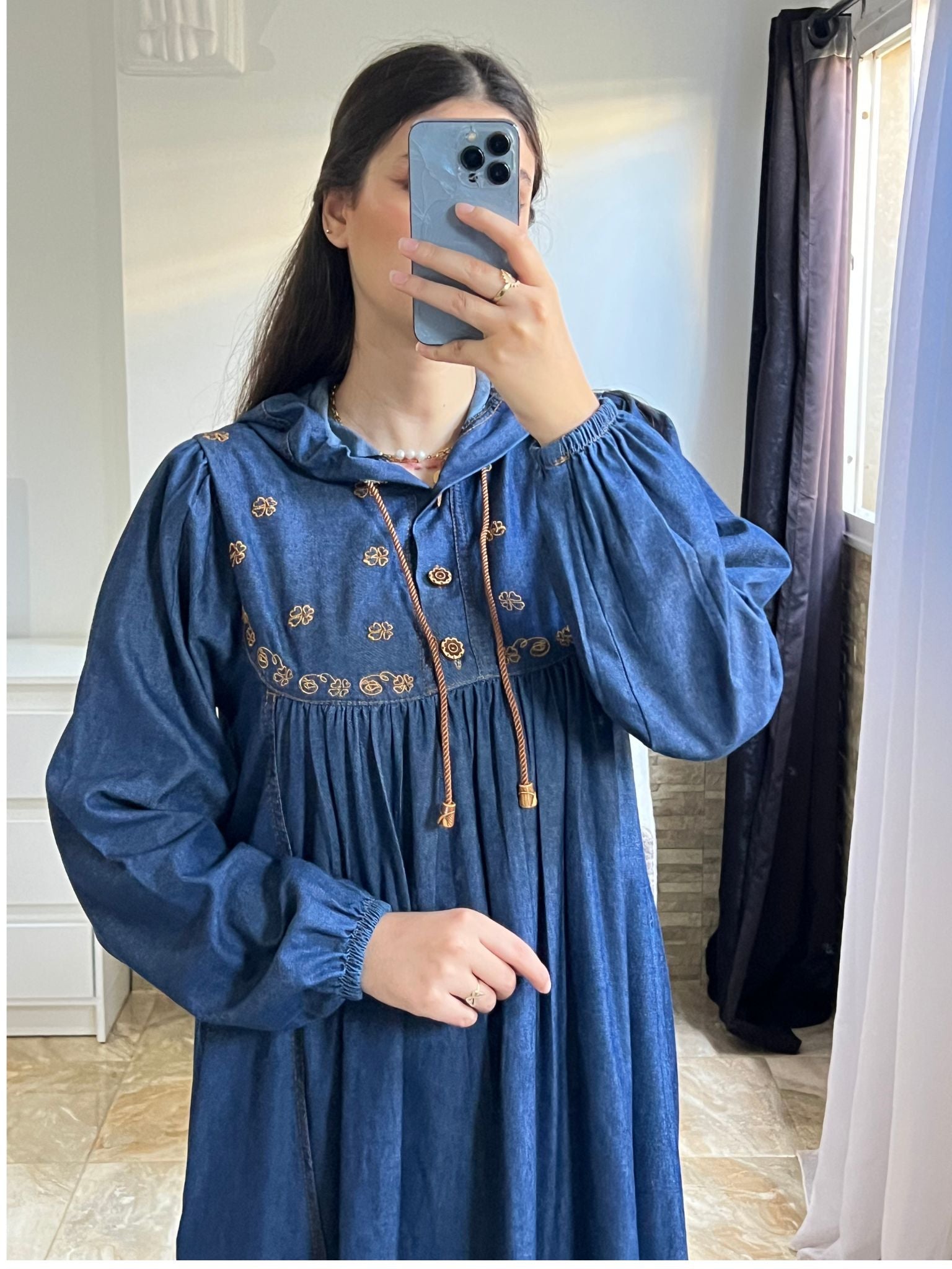 robe en jean avec broderie - TopVetmentsDZ