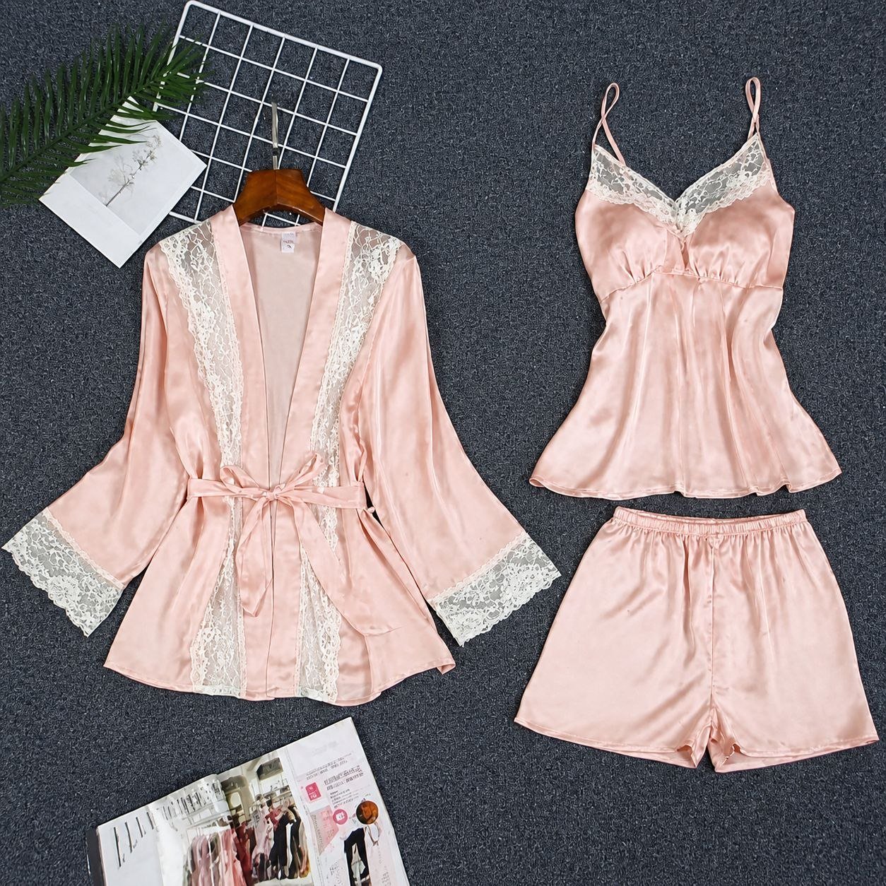 pyjama short en satin avc kimono - TopVetmentsDZ