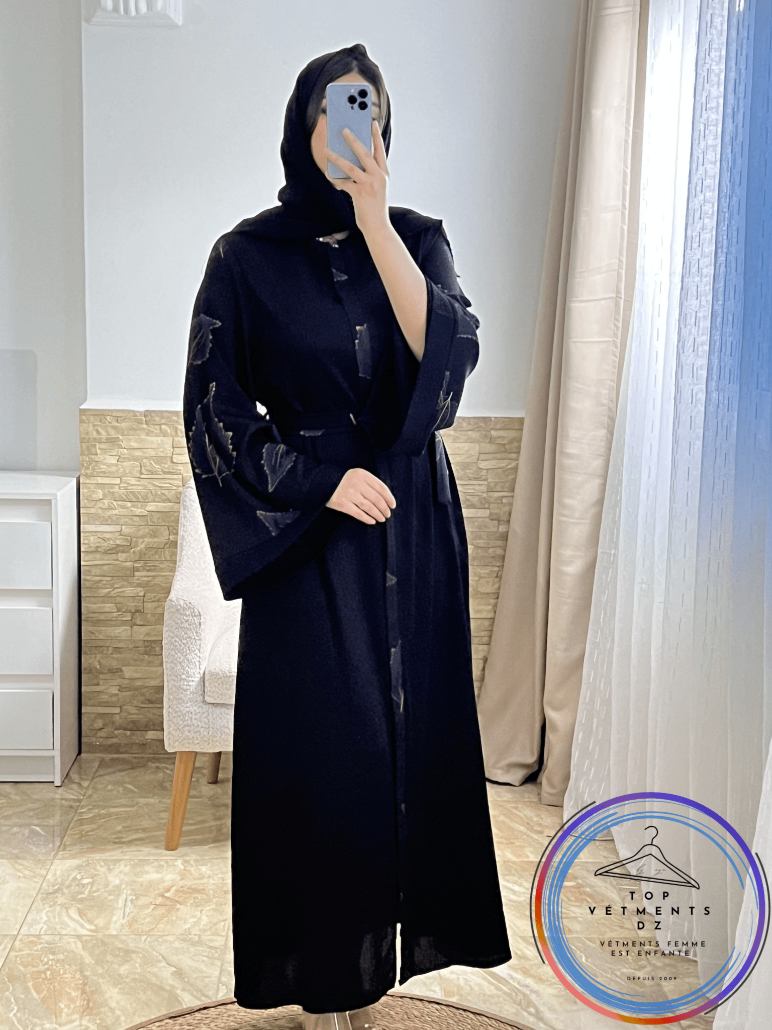 عباية سوداء راقية بتصميم واسع | 42–52 - TopVetmentsDZ