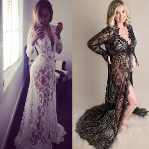 nuisette longue en dentelle - TopVetmentsDZ
