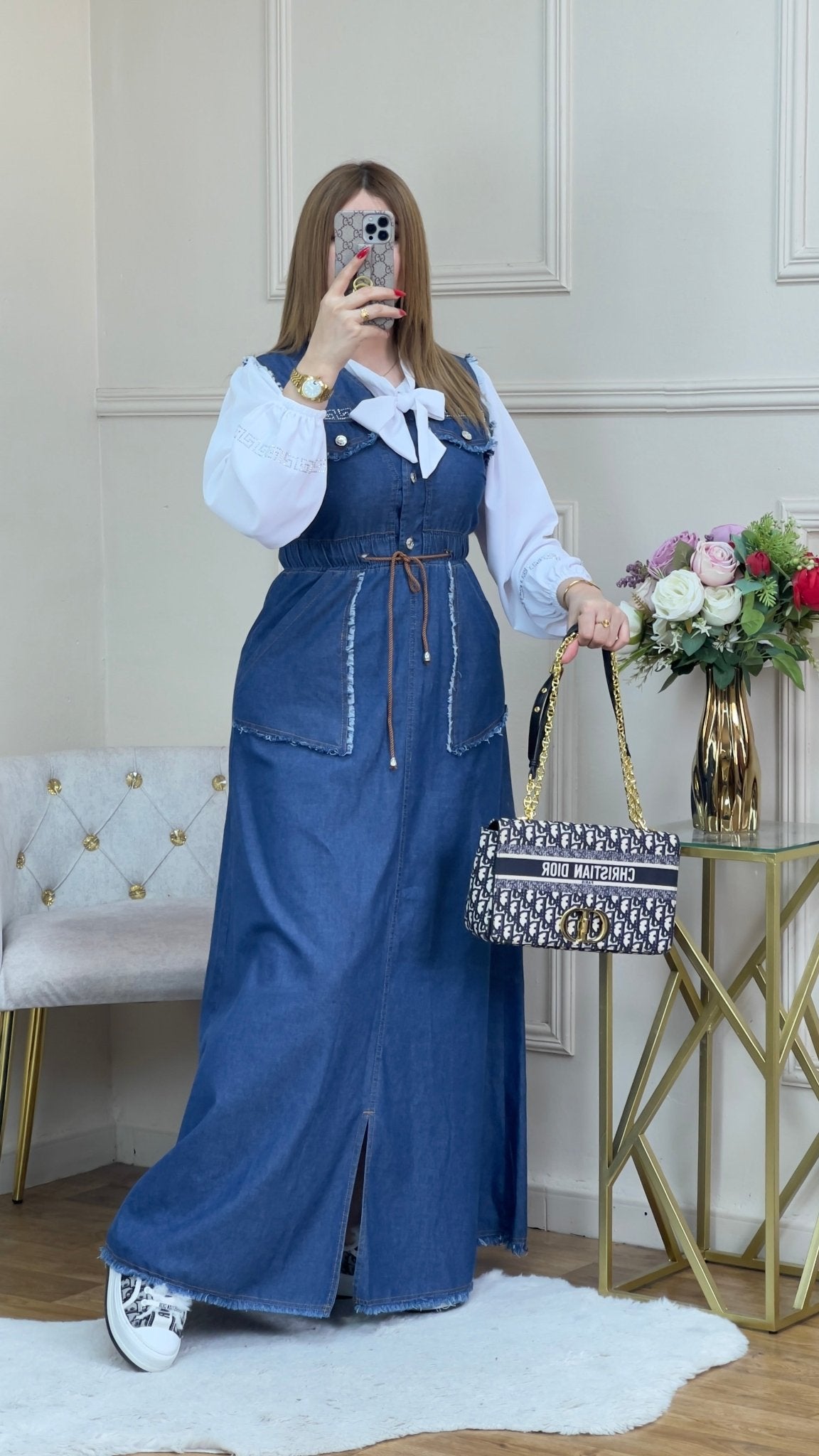 Robe jean avec chemise blanc - TopVetmentsDZ