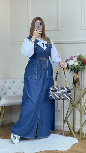 Robe jean avec chemise blanc - TopVetmentsDZ