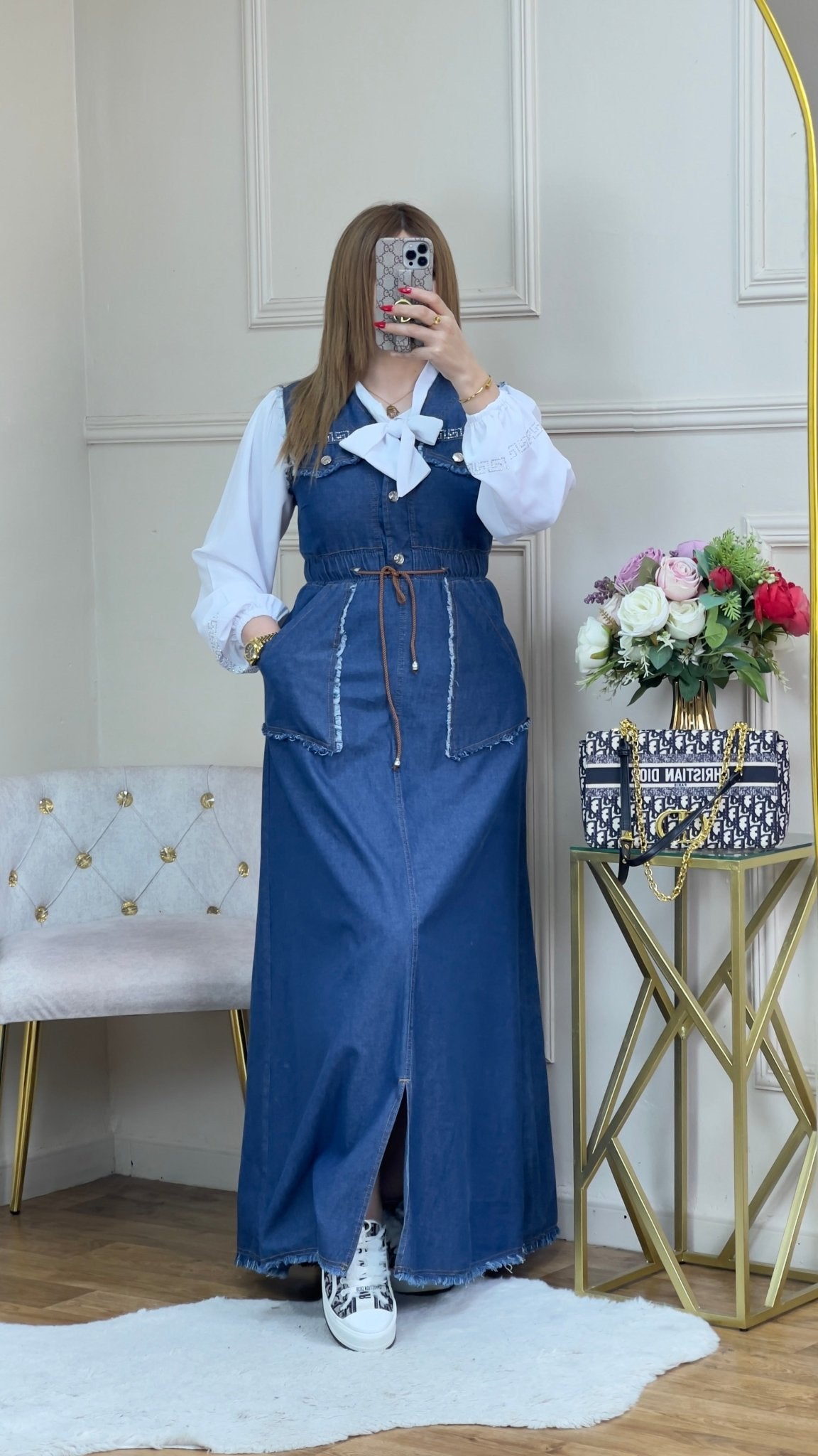 Robe jean avec chemise blanc - TopVetmentsDZ