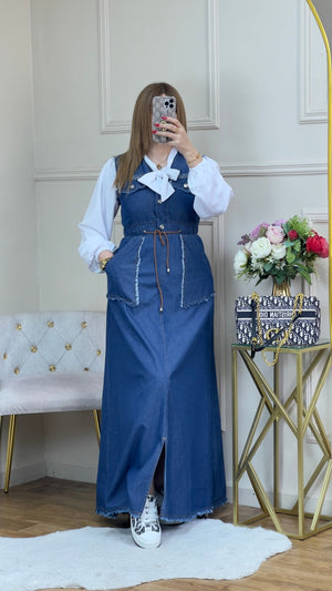 Robe jean avec chemise blanc - TopVetmentsDZ
