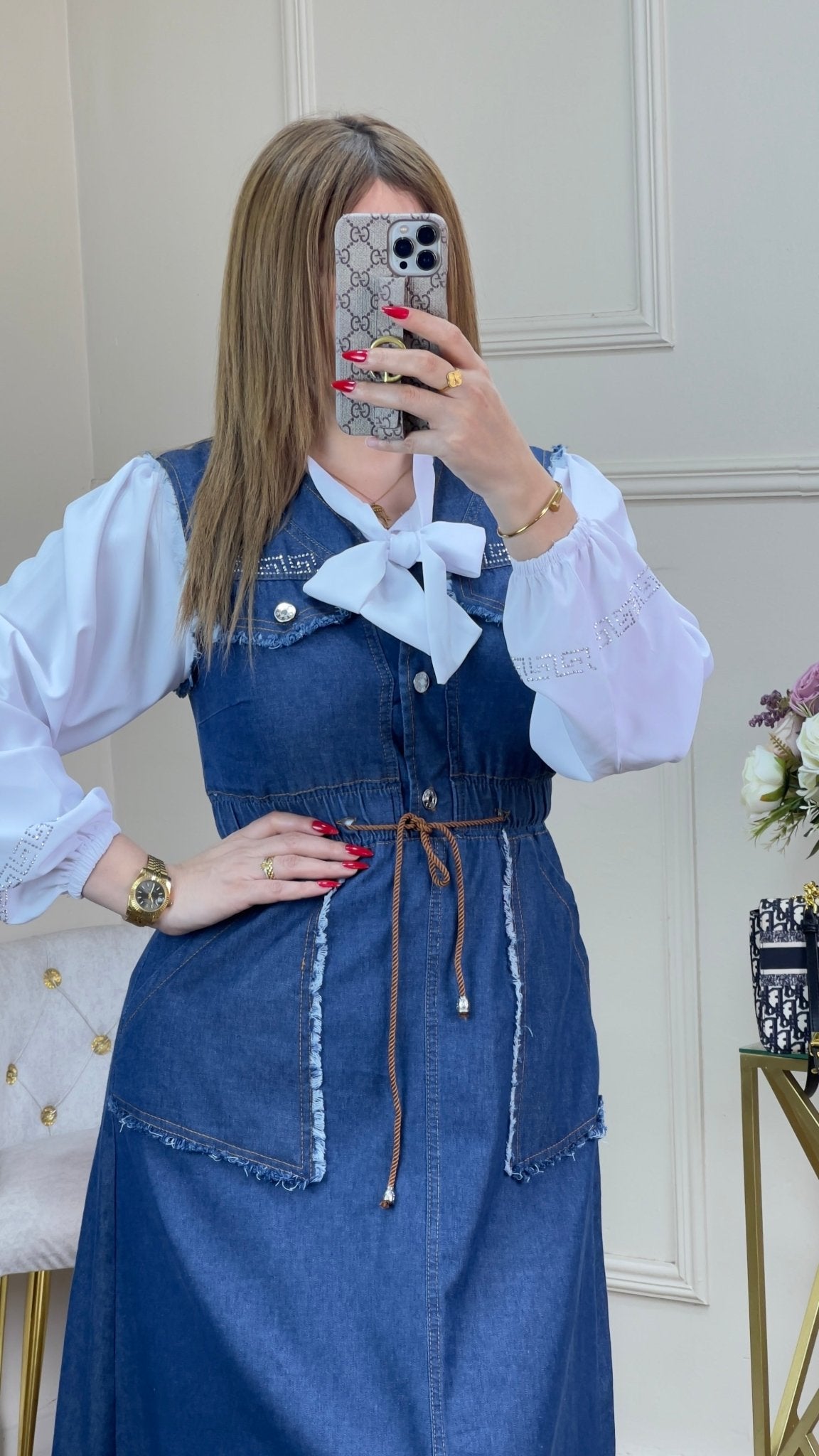 Robe jean avec chemise blanc - TopVetmentsDZ