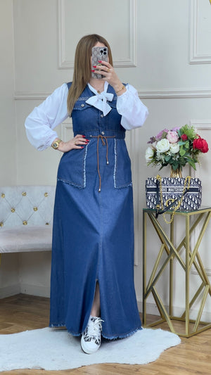 Robe jean avec chemise blanc - TopVetmentsDZ